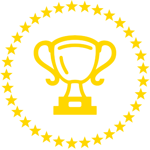 In this example, we transform the 🏆 trophy emoji into a digital PNG stamp for winners. In the tool options, we set its size to 300px, make it bold, and paint it in gold color to make it stand out. Around it, there's a cool border made out of big connected stars (50px in size), giving it the official look. This kind of stamp can be used on social media and blog posts to celebrate achievements and milestones.