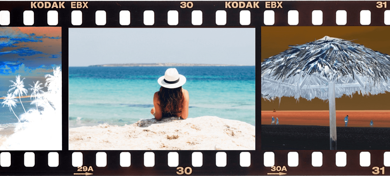 We found an old photo negative and we wanted to see what's on it. We loaded it in our utility and selected the central frame. The program inverted all the colors in the negative, and now we can see that it's a vacation photo, and it's in real colors. (Source: Pexels.)