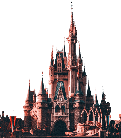 In this example, we surround a Walt Disney castle PNG with a border that goes on three of its sides. As the 40-pixel border surrounds the PNG, it's drawn on the outside of the picture. The border adds empty space on the left, right, and top sides. To view the exact boundaries of the border, click on the example and check the preview window. It will be surrounded by dashed lines. (Source: Pexels.)