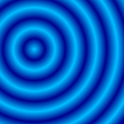 In this example, we switch to the radial gradient mode and set the radius to 460 pixels. We choose a random starting point by clicking on the preview canvas and got the position x = 138, y = 199. We use only two colors in the gradient, "deepskyblue" and "darkblue", but by repeating them 6 times, we get an interesting quantum ripple effect.