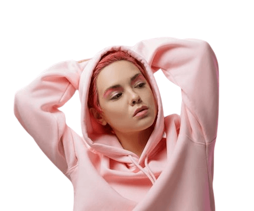 In this example, we add a white outline to a PNG image. We specify a width of 12 pixels in the options and automatically get a white outline around the girl modeling in a pink hoodie. To make the outline more natural, we make its outer pixels semi-transparent using the edge smoothing option. (Source: Pexels.)