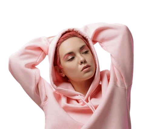 In this example, we add a white outline to a PNG image. We specify a width of 12 pixels in the options and automatically get a white outline around the girl modeling in a pink hoodie. To make the outline more natural, we make its outer pixels semi-transparent using the edge smoothing option. (Source: Pexels.)