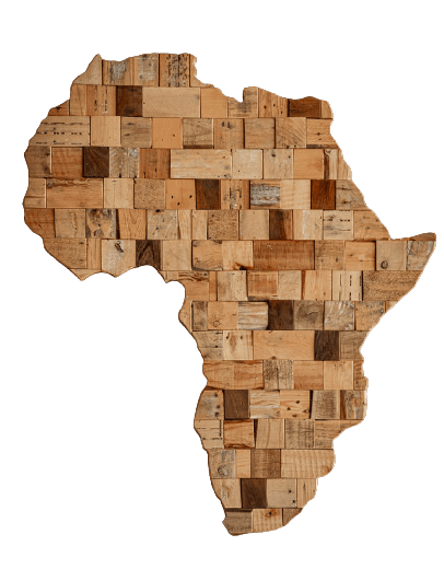 This example fills the void around an abstract wooden map of Africa. The transparent pixels around the continent are filled with an opaque gradient background that consists of three colors, changing in the radial direction. The gradient starts with a "beige" color at the bottom left corner, follows by a "burlywood" color in the center, and then follows by a "peru" color in the upper right corner. These colors together make it a desert color tone background. (Source: Pexels.)